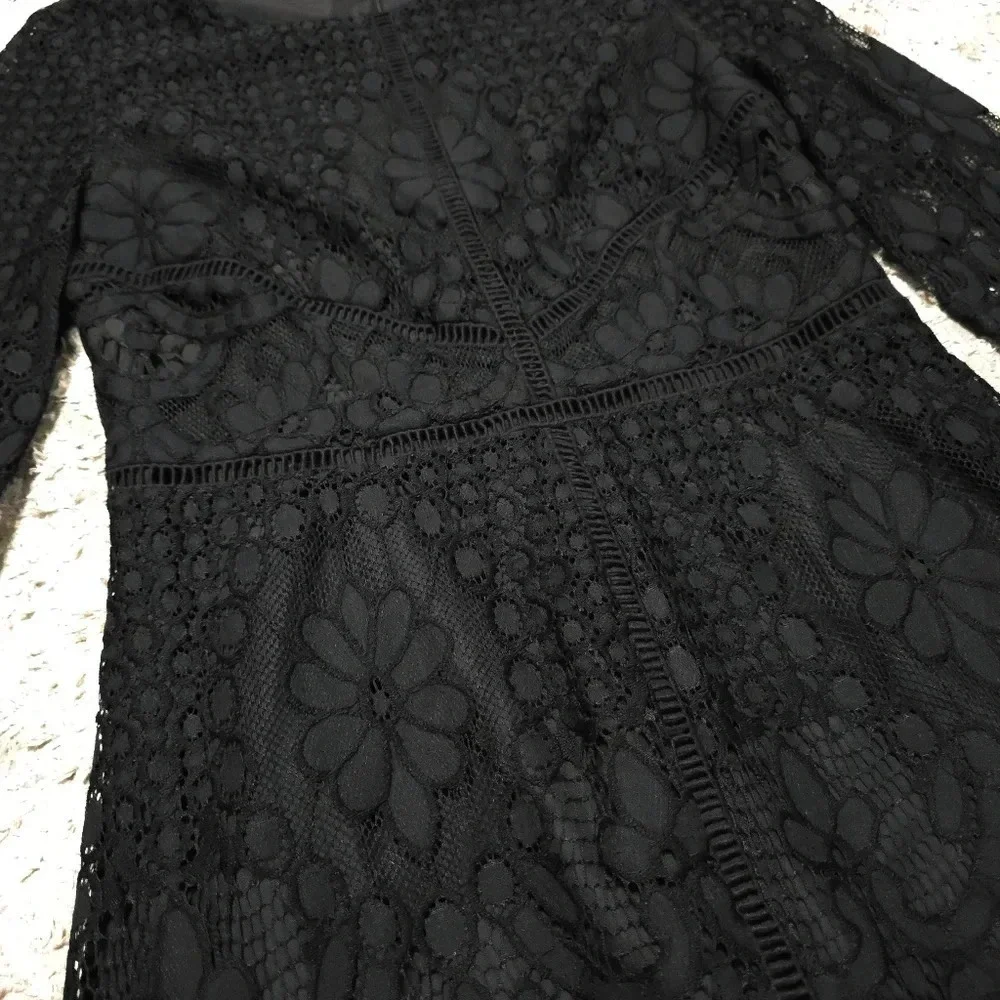 CUPCAKES & CASHMERE Nwt Makenna Black All-Over Lace Dress, Scalloped Hem, 10 - Picture 11 of 16